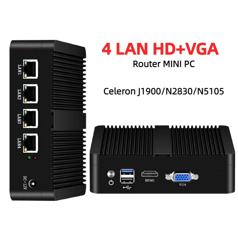 Thin Client Mini Pc - كمبيوتر مصغر بدون مروحة مع 4