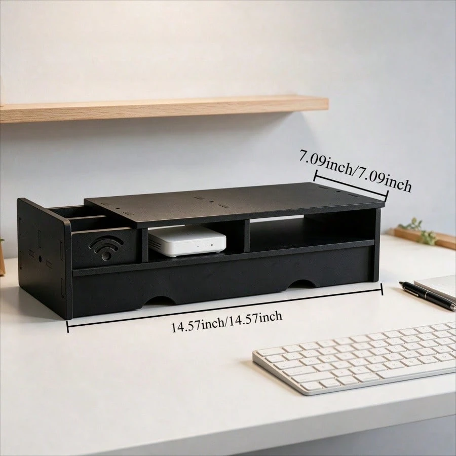 صندوق تخزين راوتر واي فاي أسود - مراجعة Office Tech And Space وسعره