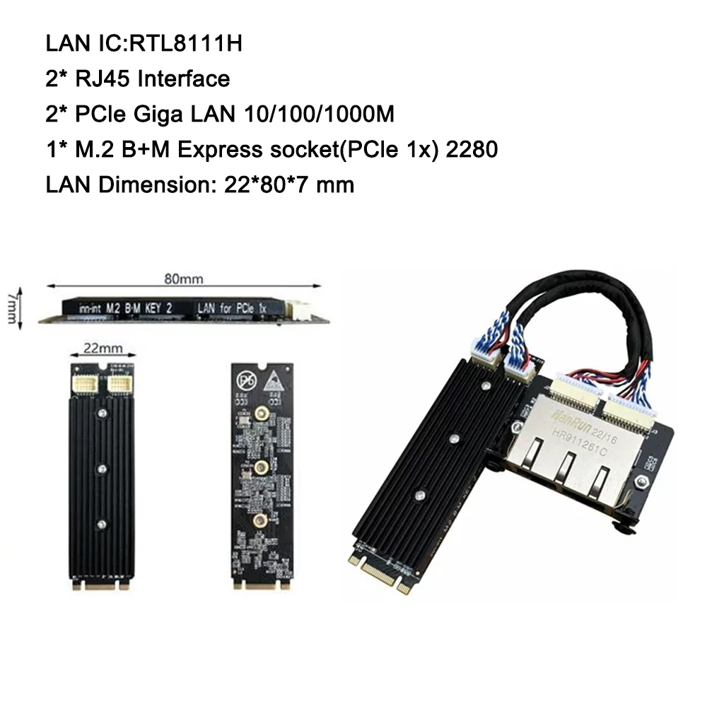 بطاقة شبكة صناعية M.2 B+M Key  - مراجعة Gigabit Network Card وسعره